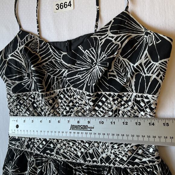 Positive Attitude Women Midi Dress 6 Tall Black Floral Fit & Flare Sleeveless - Picture 4 of 8